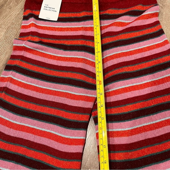 ZARA Trousers SHIMMERY Thread STRIPED KNIT Special Edition L Pants Disco… - Picture 8 of 11